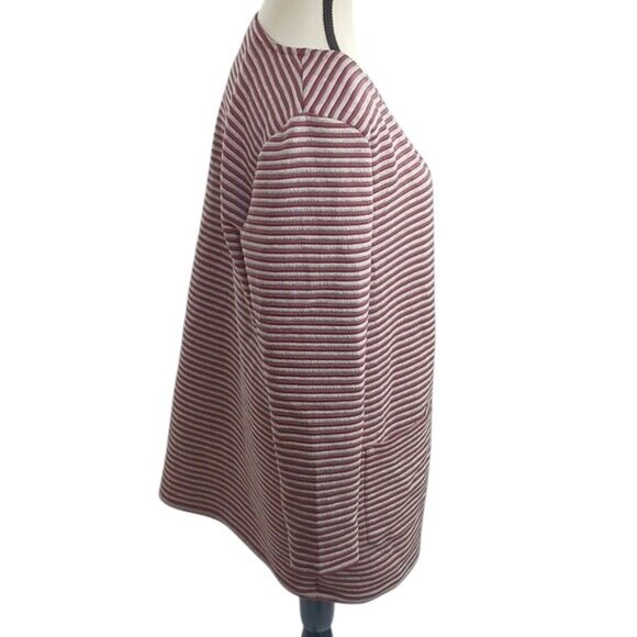 Christopher & Banks Open Front Cardigan Womens M Petite Maroon Striped Classic - Picture 4 of 9